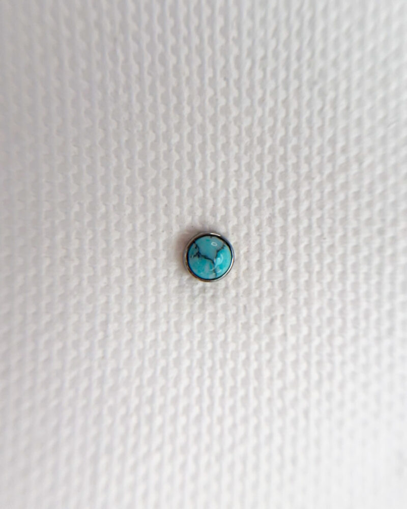 Labret z nakrętką z turkusem miedzianym 1.2mm